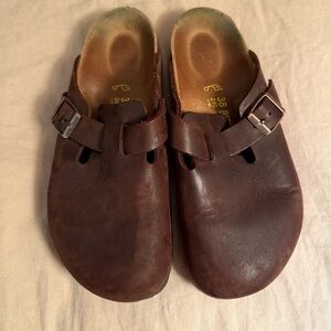 Birkenstock Dark Brown Leather Clogs